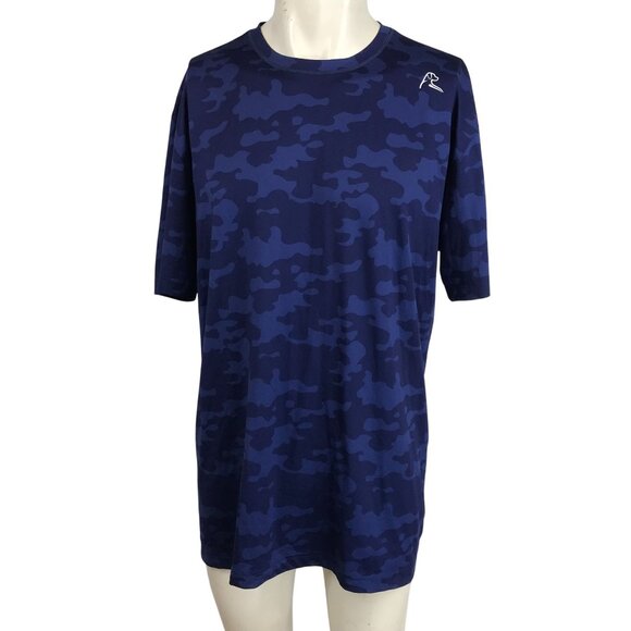 RHOBACK - MEN'S LARGE - BLUE SHORT SLEEVE CREW NECK POLYESTER BLEND T-SHIRT - Picture 1 of 9